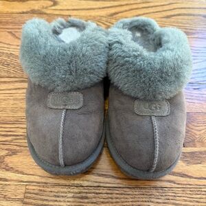 UGG Gray Shearling Clog Slippers